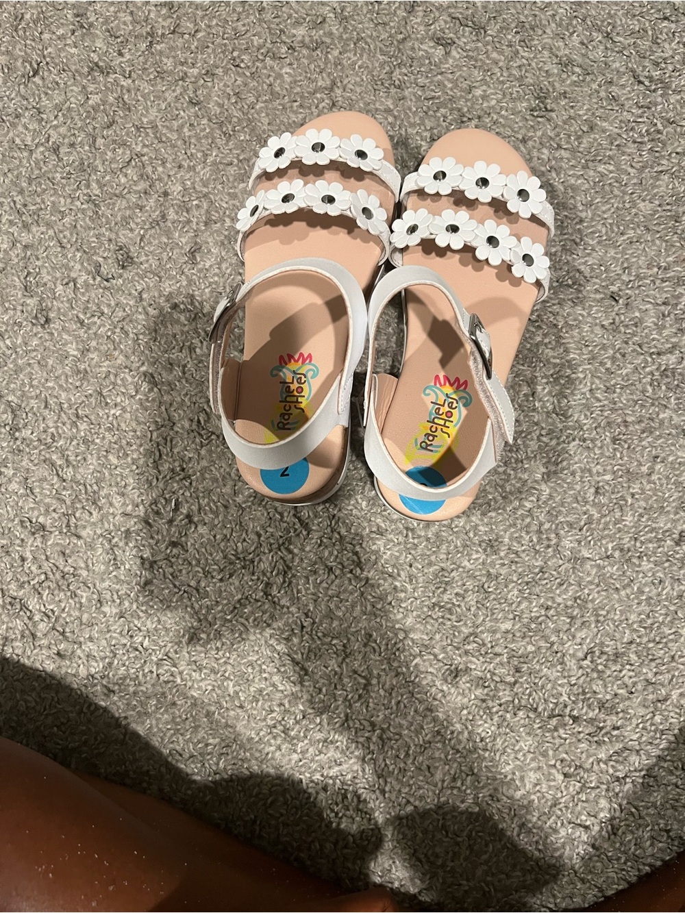 Rachel Shoes White Daisy Triple-Strap Sandals for Kids